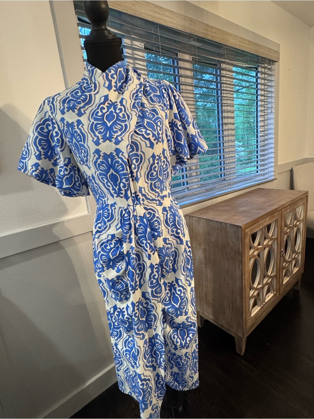 entro Blue and White Printed Maxi Dress - Picture 3 of 11